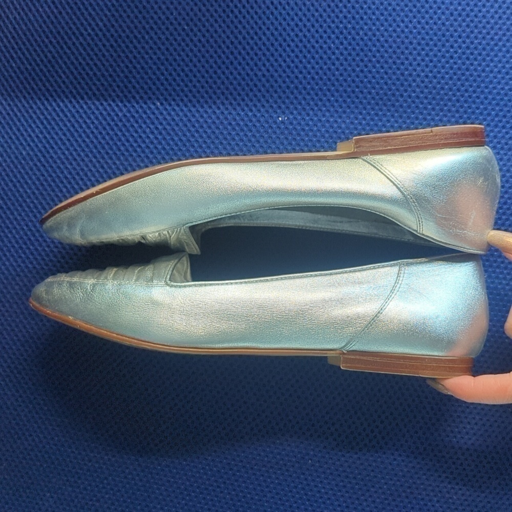 Vguc Silver Leather Nine West Loafers Sz 7 - Image 8